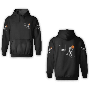 Discover Basketball Skeleton Halloween Bones Trick Or Treat 3D Hoodies