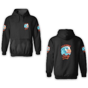 Discover Santa Cruz California Waves Surf Beach 3D Hoodies