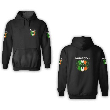 Discover Gallagher Irish Surname Ireland Flag Shield 3D Hoodies