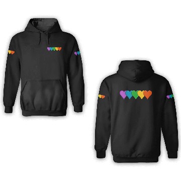 Discover Rainbow pride hearts 3D Hoodies