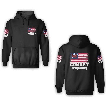 Discover Combat Engineer with American Flag Distressed U S 3D Hoodies