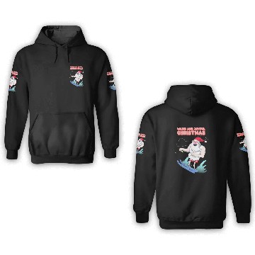 Discover christmas and santa claus having summer fun 3D Hoodies