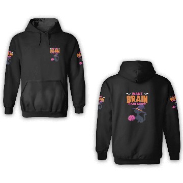 Discover Halloween Zombie Cat For A Trick Or Treat Brainy 3D Hoodies