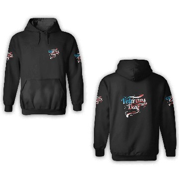 Discover US Flag Colored Logo For Veterans Day 3D Hoodies
