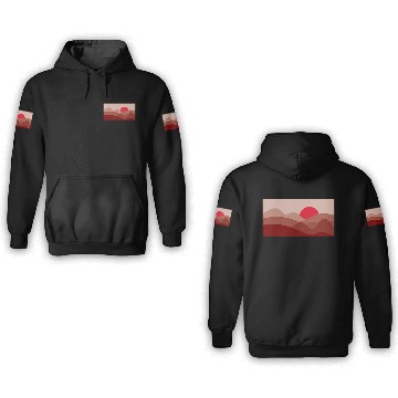 Discover Minimalist Sun Garnet Red 3D Hoodies