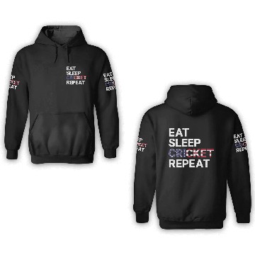 Discover Eat Sleep Cricket Repeat USA Flag Sports Gift 3D Hoodies