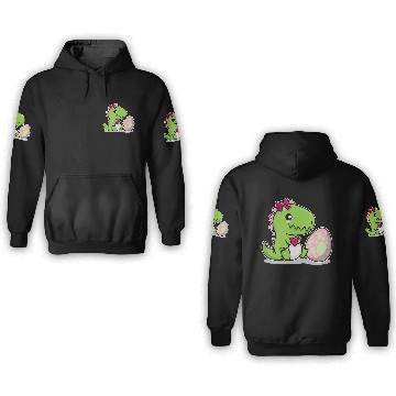Discover Big sister Cute dino with egg siblings boy girl 3D Hoodies