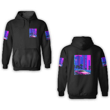 Discover Vaporwave Car Synthwave City 3D Hoodies