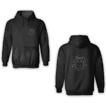 Discover Black Cat christmas light 3D Hoodies