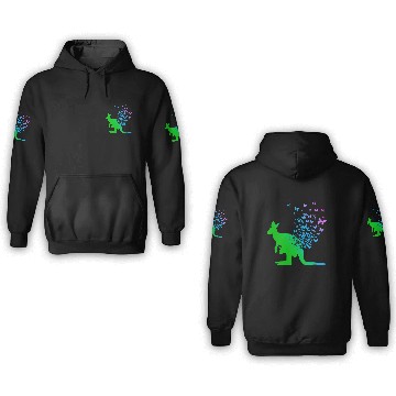 Discover Butterfly & Kangaroo In Nature Australia Kangaroo 3D Hoodies