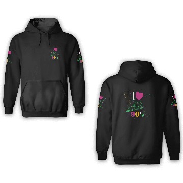 Discover 1990's 90s I Heart Nineties I Love the 90's Old 3D Hoodies