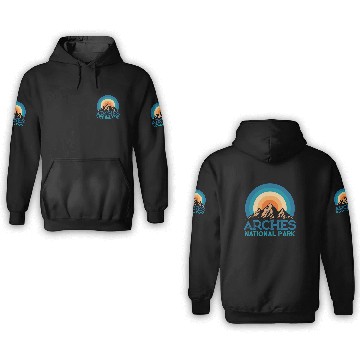 Discover Cool Vintage Retro Arches National Park Mountain 3D Hoodies