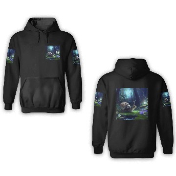 Discover Sweet Surprised Snail at night by Lantern Light 3D Hoodies