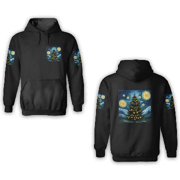 Discover Van Gogh Design Christmas Tree 3D Hoodies