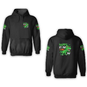 Discover Happy St Pat T-Rex Saint Patrick's Day Dinosaur Bo 3D Hoodies