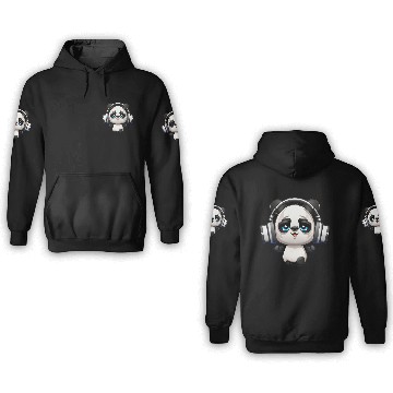 Discover Cute Music Loving Panda Cartoon 3D Hoodies