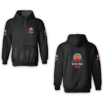 Discover Cupid's Walking Man Hearts Day Valentines Day 3D Hoodies