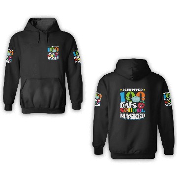 Discover I Survived 100 Days Of School Masked Pupils Home 3D Hoodies