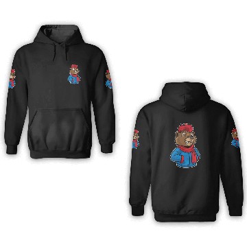 Discover Hip Hop Bear Funky Urban Cartoon Illustration 3D Hoodies