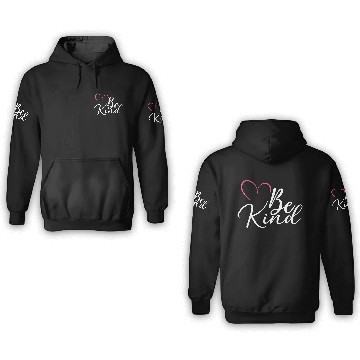 Discover Be Kind Pink Heart – Minimal Kindness Quote Art 3D Hoodies