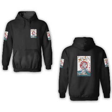 Discover Great Wave off Kanagawa Japanese Blossom Koi Fish 3D Hoodies