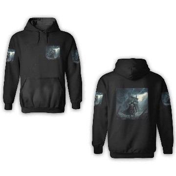 Discover Death Knight in Thunderstorm 3D Hoodies