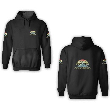 Discover Colorado 3D Hoodies - Retro Vintage Mountains Nature Hiki