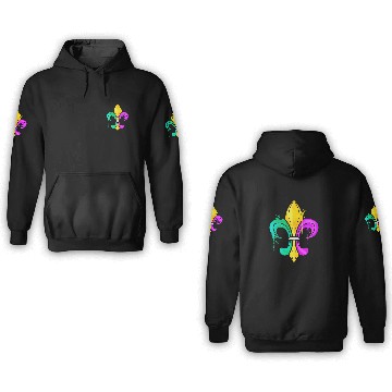 Discover Green, Golden and Purple Fleur De Lis 3D Hoodies