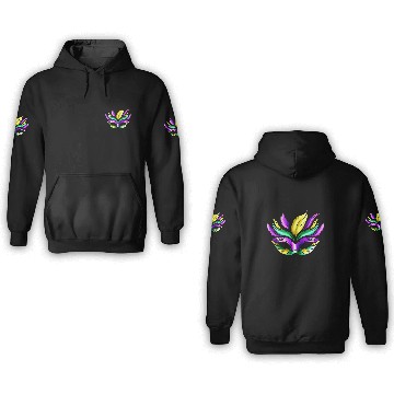 Discover Purple, Green And Golden Mask For Mardi Gras 3D Hoodies