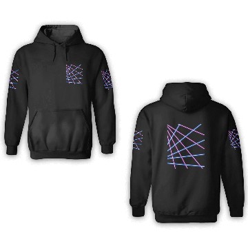 Discover Retro 80s Purple and Blue Neon Laser Beams 3D Hoodies