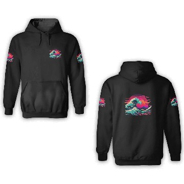 Discover Vaperwave Aesthetic Glitch Great Wave Retrowave Sy 3D Hoodies