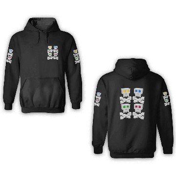 Discover 8-bit Pixel Pop Art Style Pirate Flag Skulls 3D Hoodies