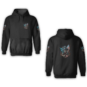 Discover Skeleton with a gun, American flag 3D Hoodies