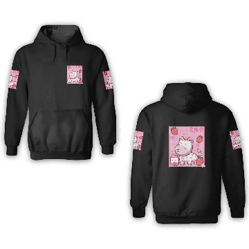Discover Kawaii Pink Strawberry Cow Milk Shake Otaku Anime 3D Hoodies