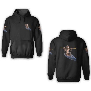 Discover Monkey in a kayak 3D Hoodies