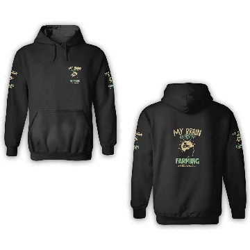 Discover My Brain is 95% Farming Agriculture Rancher Farmer 3D Hoodies