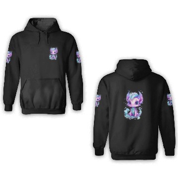 Discover Cute aqua and purple watercolor dragon 3D Hoodies