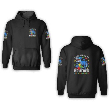 Discover I Wear Blue For My Brother Autism Awareness T-Rex 3D Hoodies