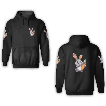 Discover Carrot-Loving Easter Bunny: Cute 2D Design 3D Hoodies