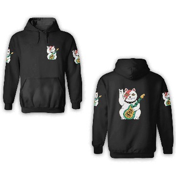 Discover Lucky Cat Guitar Guitarist 3D Hoodies