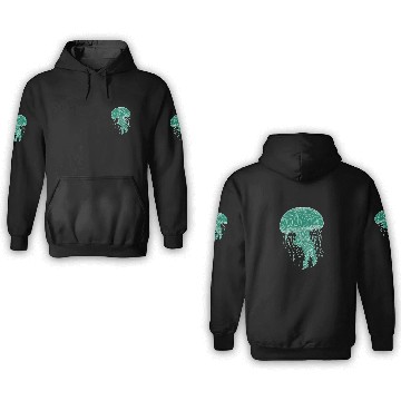 Discover Sea life, Green Jellyfish 3D Hoodies
