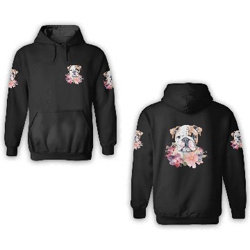 Discover Bulldog Watercolor Floral 3D Hoodies