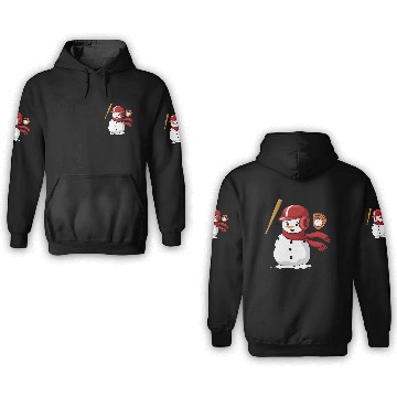 Discover Funny snowman playing baseball 3D Hoodies