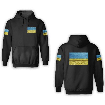 Discover Brick wall with Ukraine flag 3D Hoodies