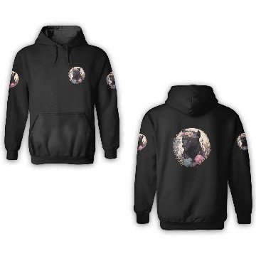 Discover Cute Black Leopard Watercolor Flower Crown Boho Ae 3D Hoodies