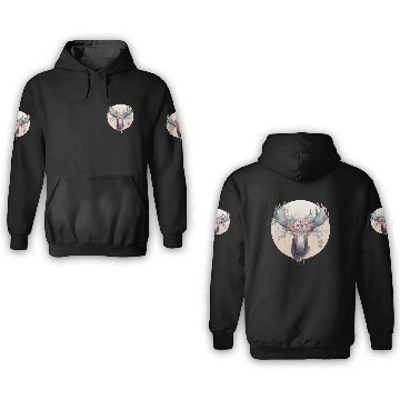 Discover Cute Moose Flower Crown Animal Lovers 3D Hoodies