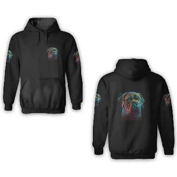 Discover AI-Generated Dogue de Bordeaux Neon Art 3D Hoodies