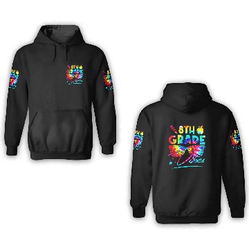Discover Rainbow Tie Dye Glasses 8th Grade Vibes Back To Sc 3D Hoodies