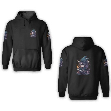 Discover Cat reading book 3D Hoodies