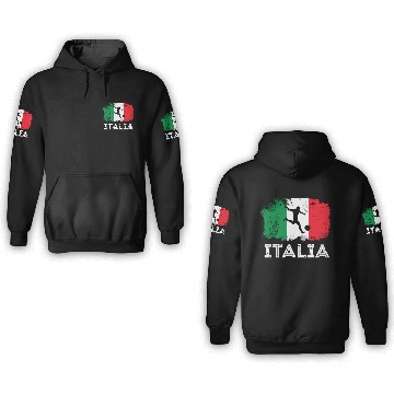 Discover Italian Soccer Grunge Flag 3D Hoodies